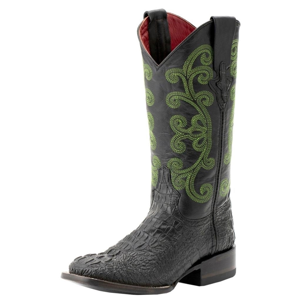 Ferrini Western Boots Womens Faux Caiman Croc Gator Black 90393-04 Image 1