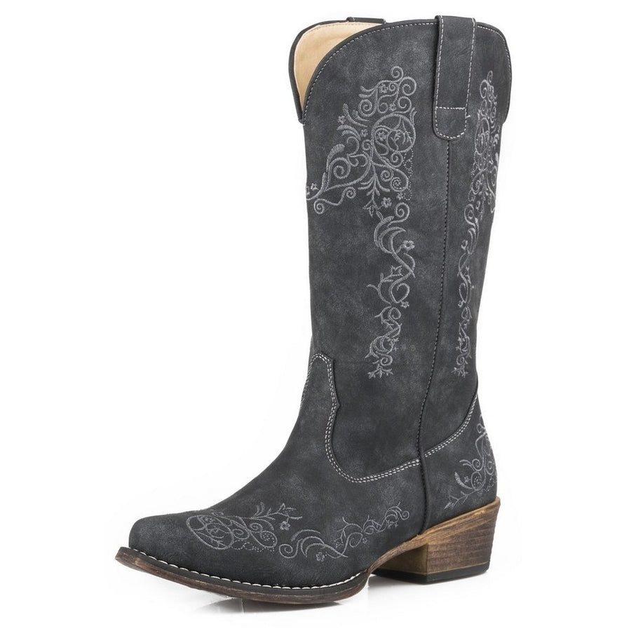 Roper Western Boots Women Snip Toe 13" Shaft Black 09-021-1566-2710 BL Image 1