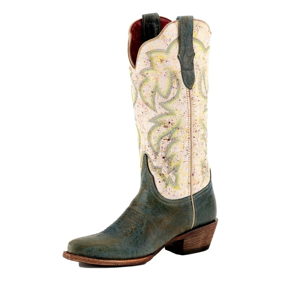 Ferrini Western Boots Womens Candy Leather Snip Toe Teal 83661-43 Image 1