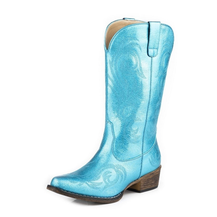 Roper Western Boots Womens Riley Metallic Blue 09-021-1566-3247 BU Image 1