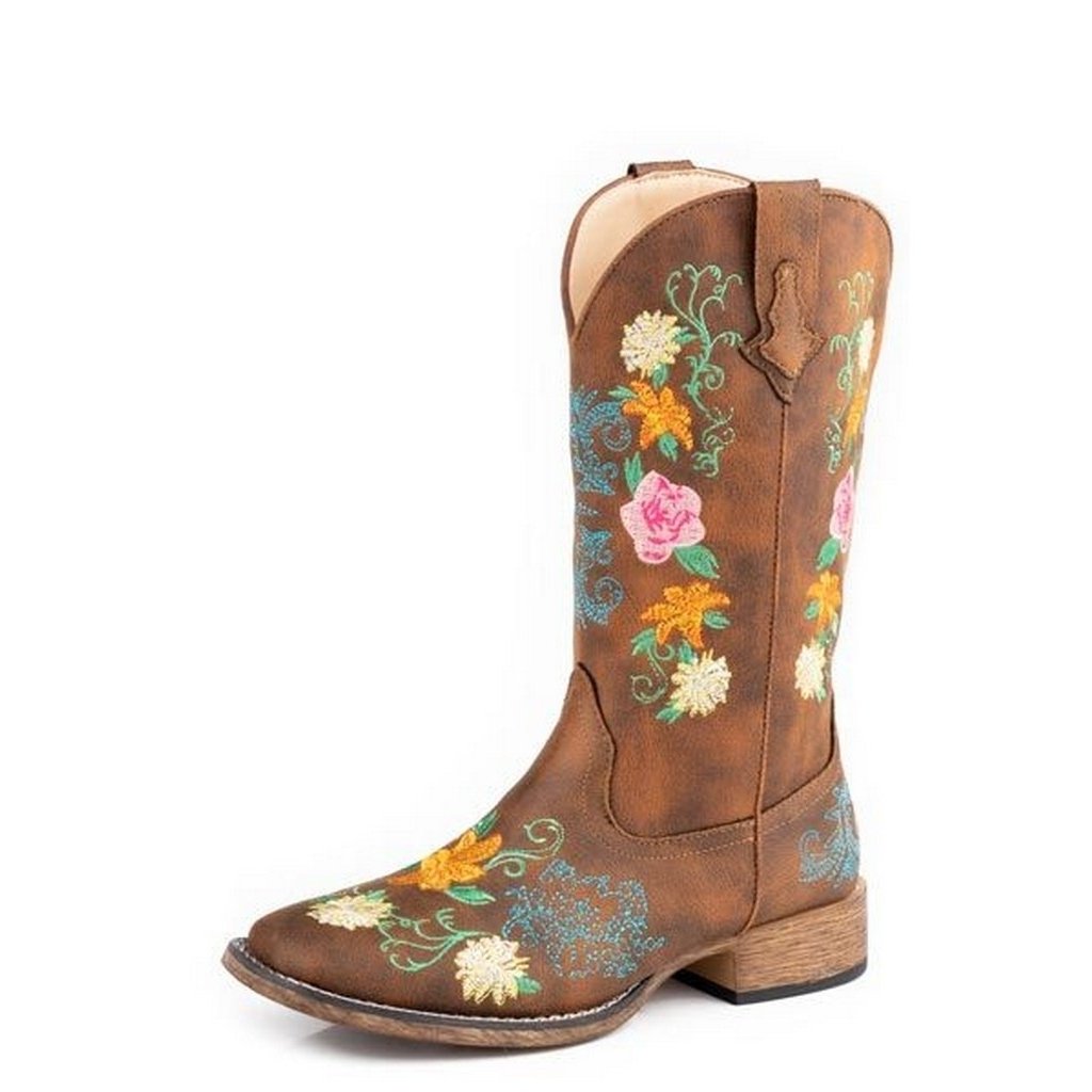 Roper Western Boots Womens Bailey Floral Tan 09-021-1903-3402 TA Image 1