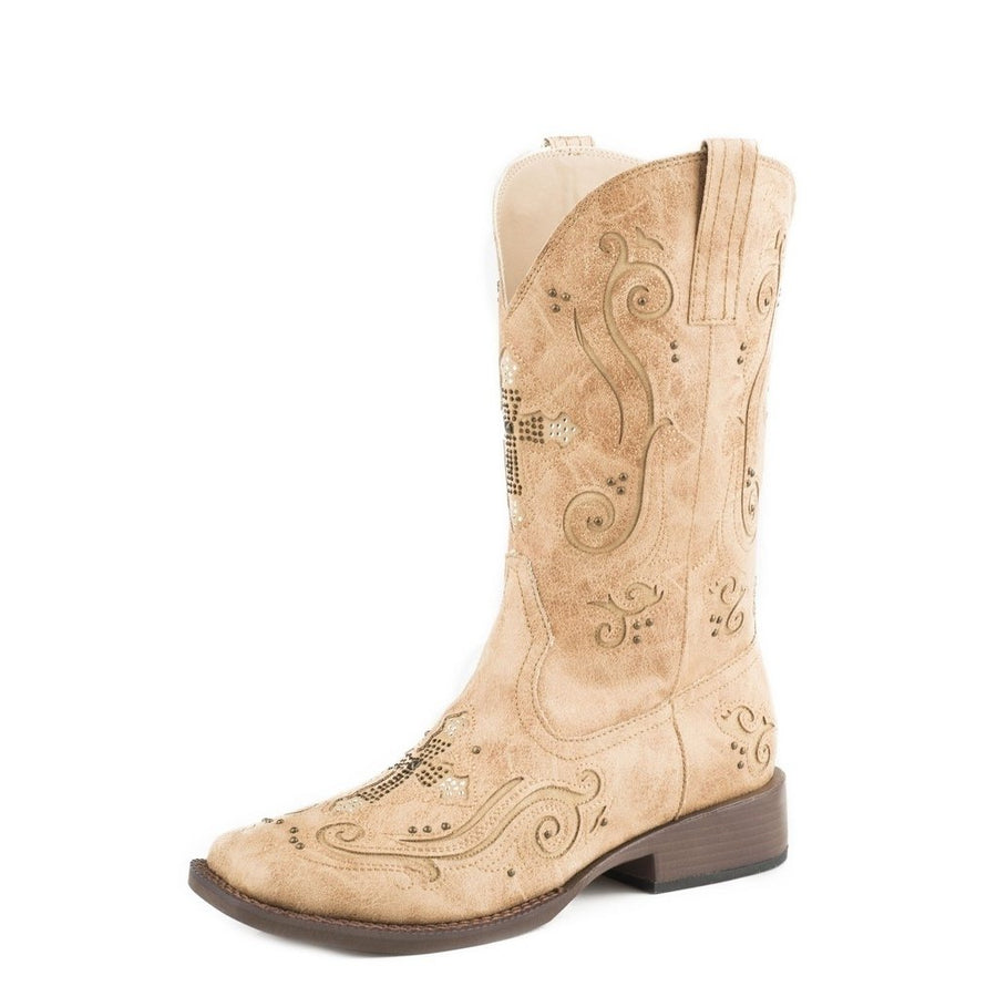 Roper Western Boots Womens Faith Cross Tan 09-021-1901-0196 TA Image 1