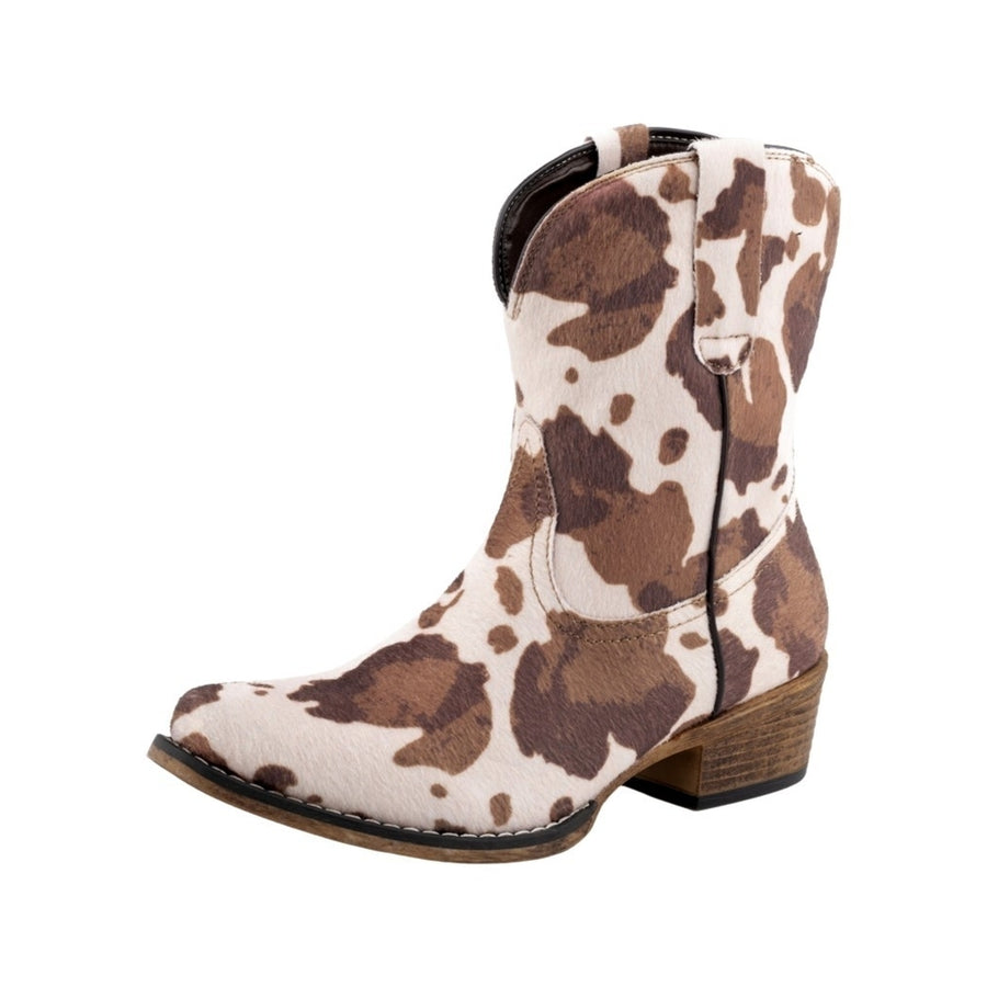 Roper Western Boots Womens Emma Cow Print Snip Toe 09-021-1567-3139 BR Image 1