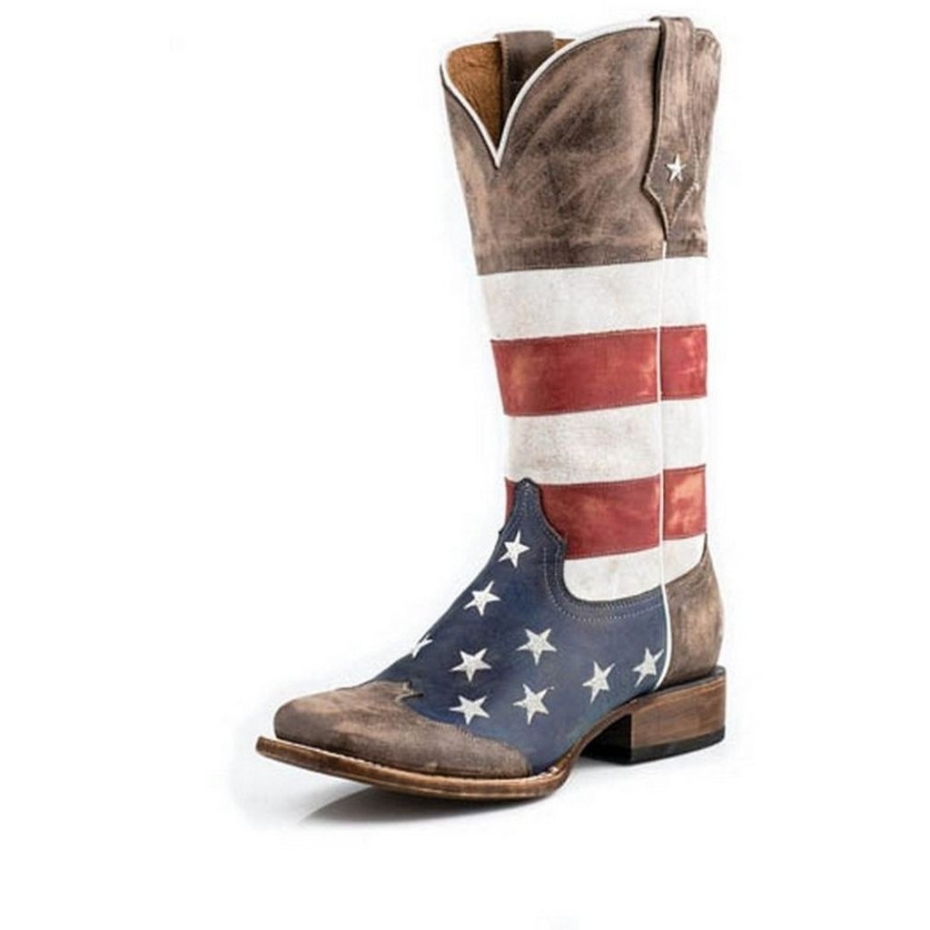 Roper Western Boots Womens American Flag Brown 09-021-7001-0107 BR Image 1