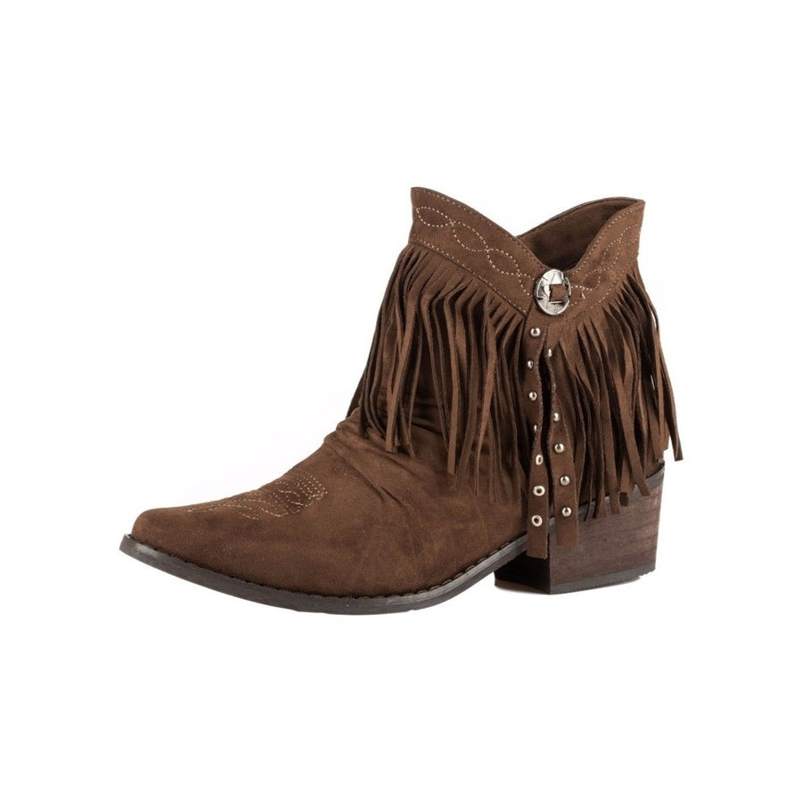 Roper Western Boots Women Fringy Suede Short Brown 09-021-1557-1246 BR Image 1