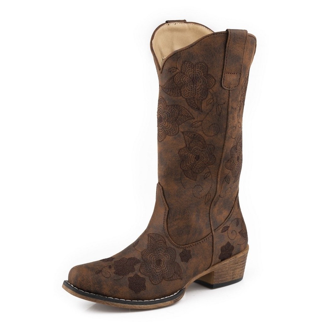 Roper Western Boots Womens Riley Flowers Brown 09-021-1566-3129 BR Image 1