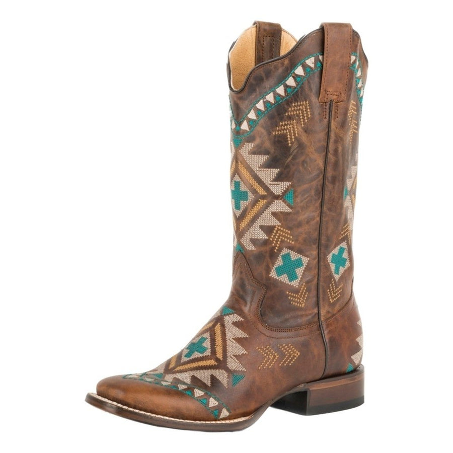 Roper Western Boots Women Mai Southwest Tan 09-021-7022-1423 TA Image 1