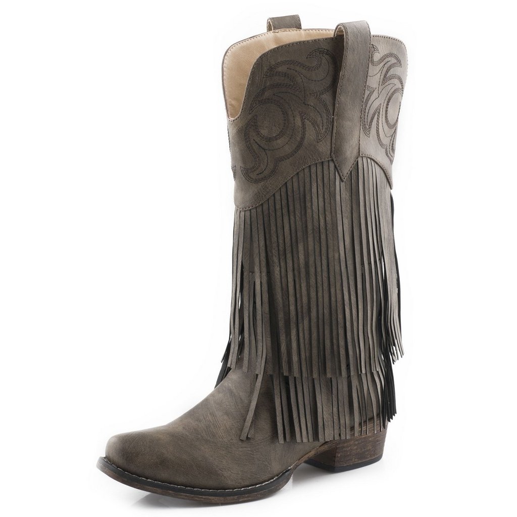 Roper Western Boots Womens Rickrack Fringe Brown 09-021-1566-3019 BR Image 1