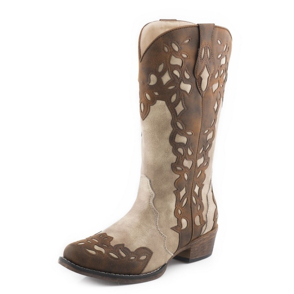 Roper Western Boots Womens Riley Triad Overlay Tan 09-021-1566-3020 TA Image 1