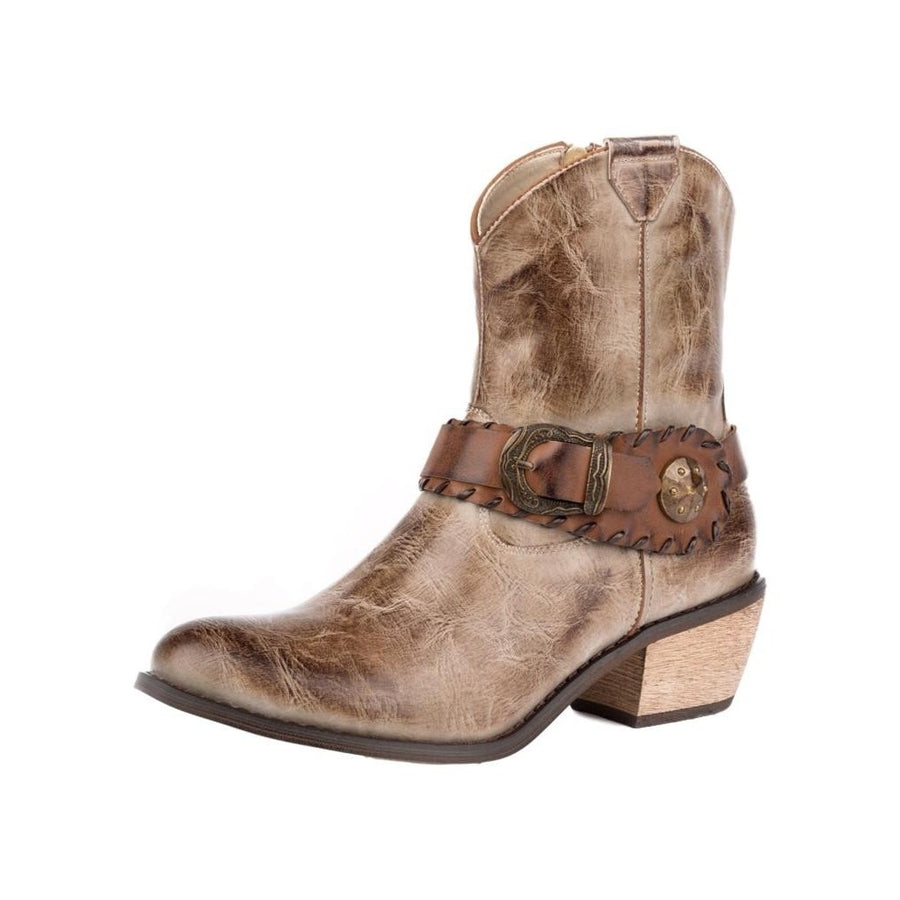 Roper Western Boots Womens Mae Shorty Leather Tan 09-021-1557-2053 TA Image 1