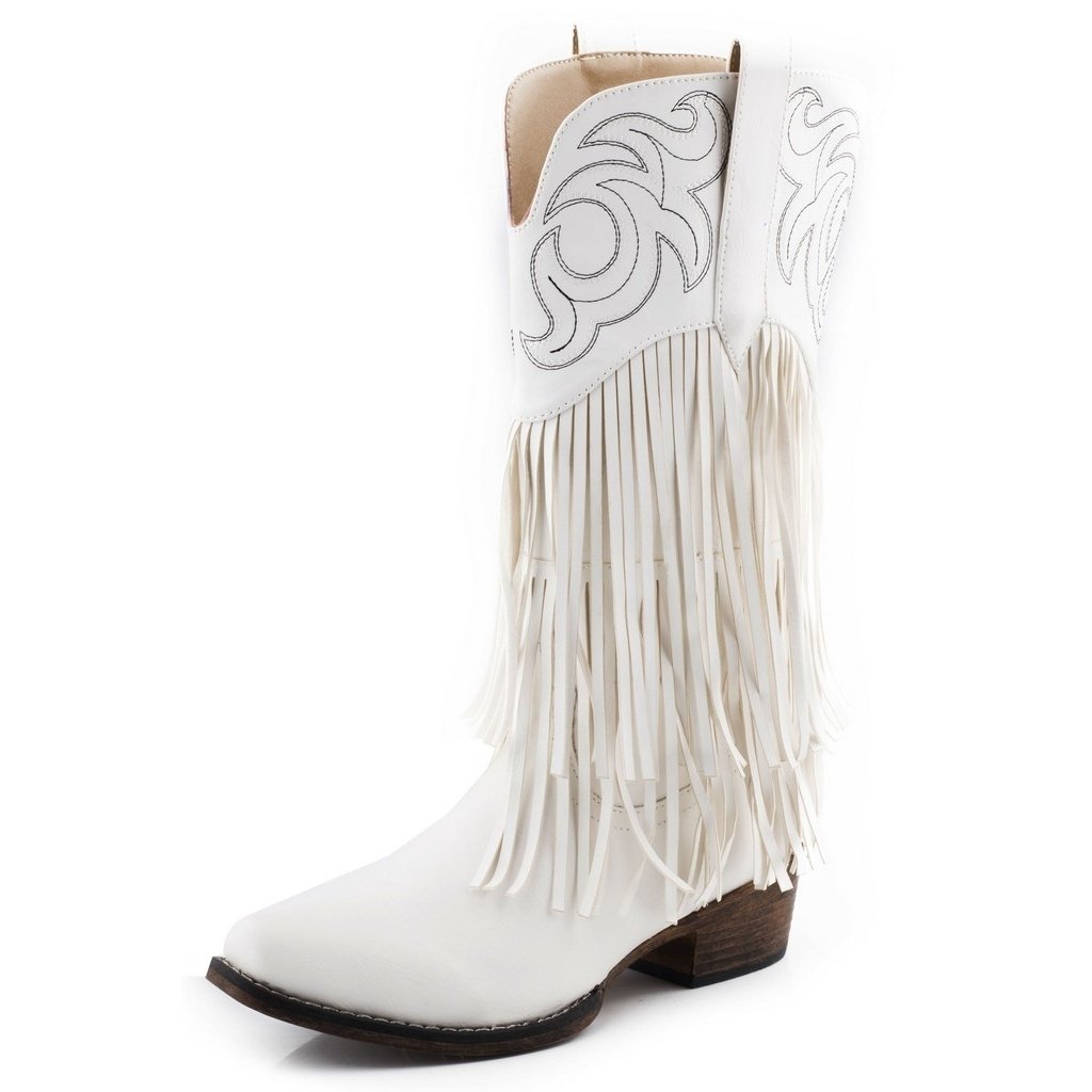 Roper Western Boots Womens Faux Fringe Padded Sock 09-021-1566-3018 WH Image 1