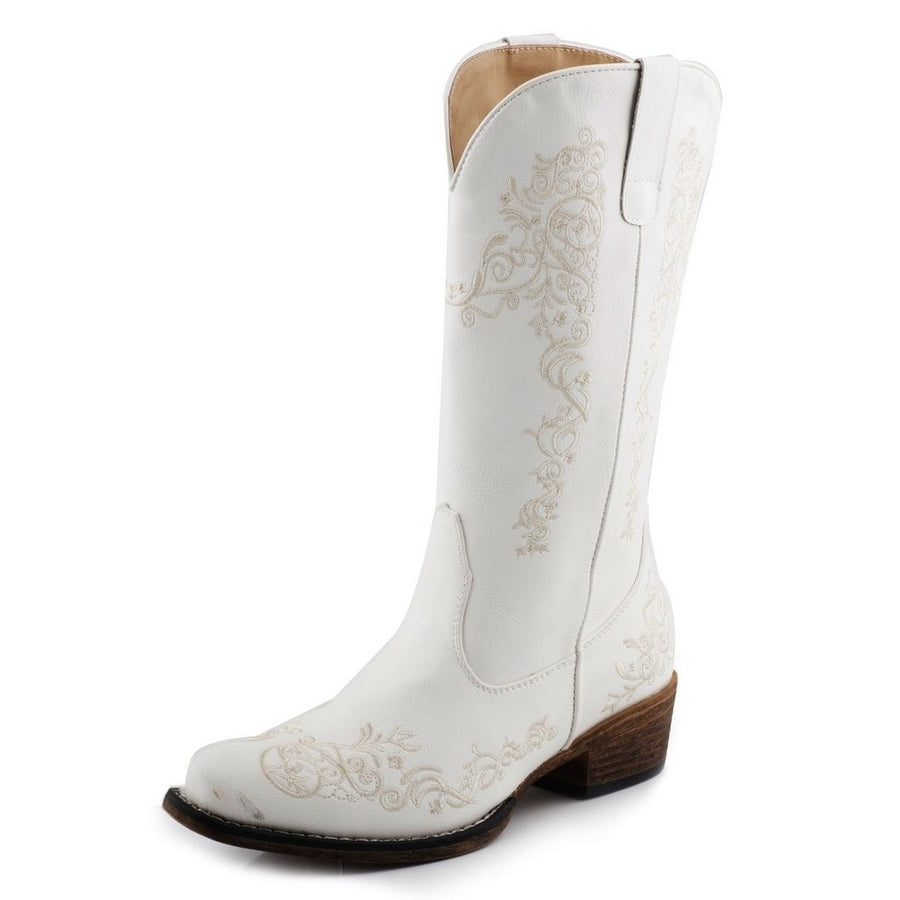 Roper Western Boots Womens Riley Scroll White 09-021-1566-3024 WH Image 1