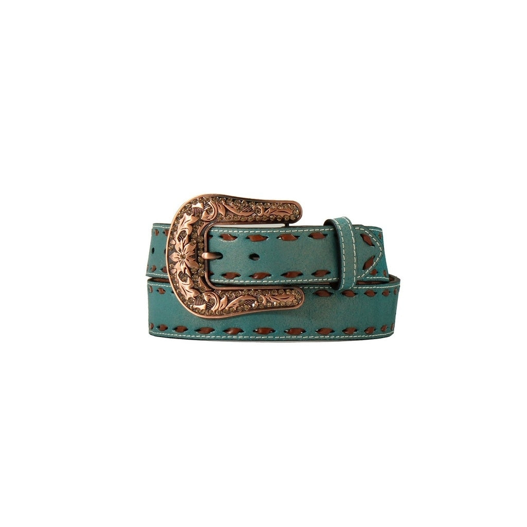 Angel Ranch Western Belt Womens Buck Lace Glitter Turquoise D140008833 Image 1