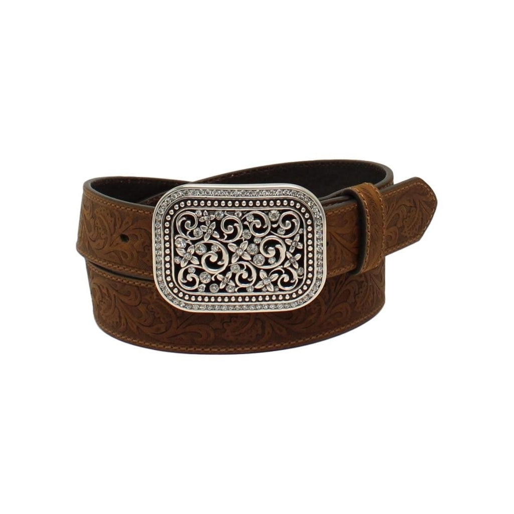 Ariat Western Belt Womens Floral Embossed Crystal Buckle A10006944 Image 1