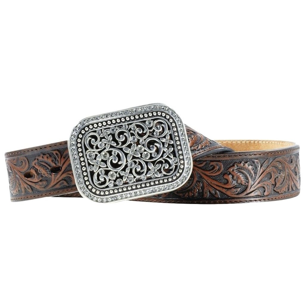 Ariat Western Belt Womens Leather Filigree Rhinestone Bark A10006957 Image 1