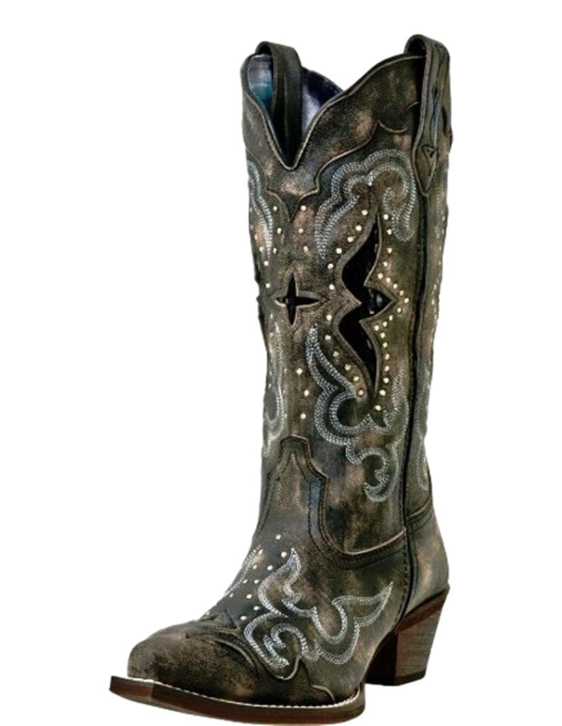 Laredo Fashion Boots Womens Lucretia Snake Print Inlay Black Tan 52133 Image 1