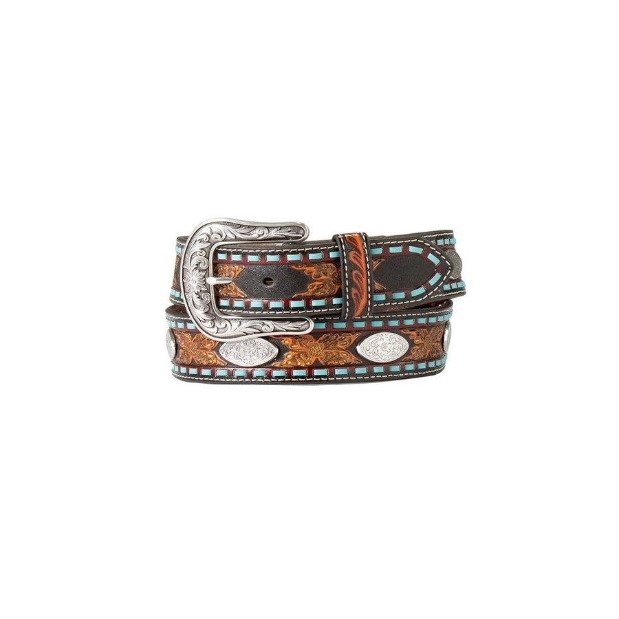 Nocona Western Belt Womens Oval Concho Embossed Flower N320000764 Image 1