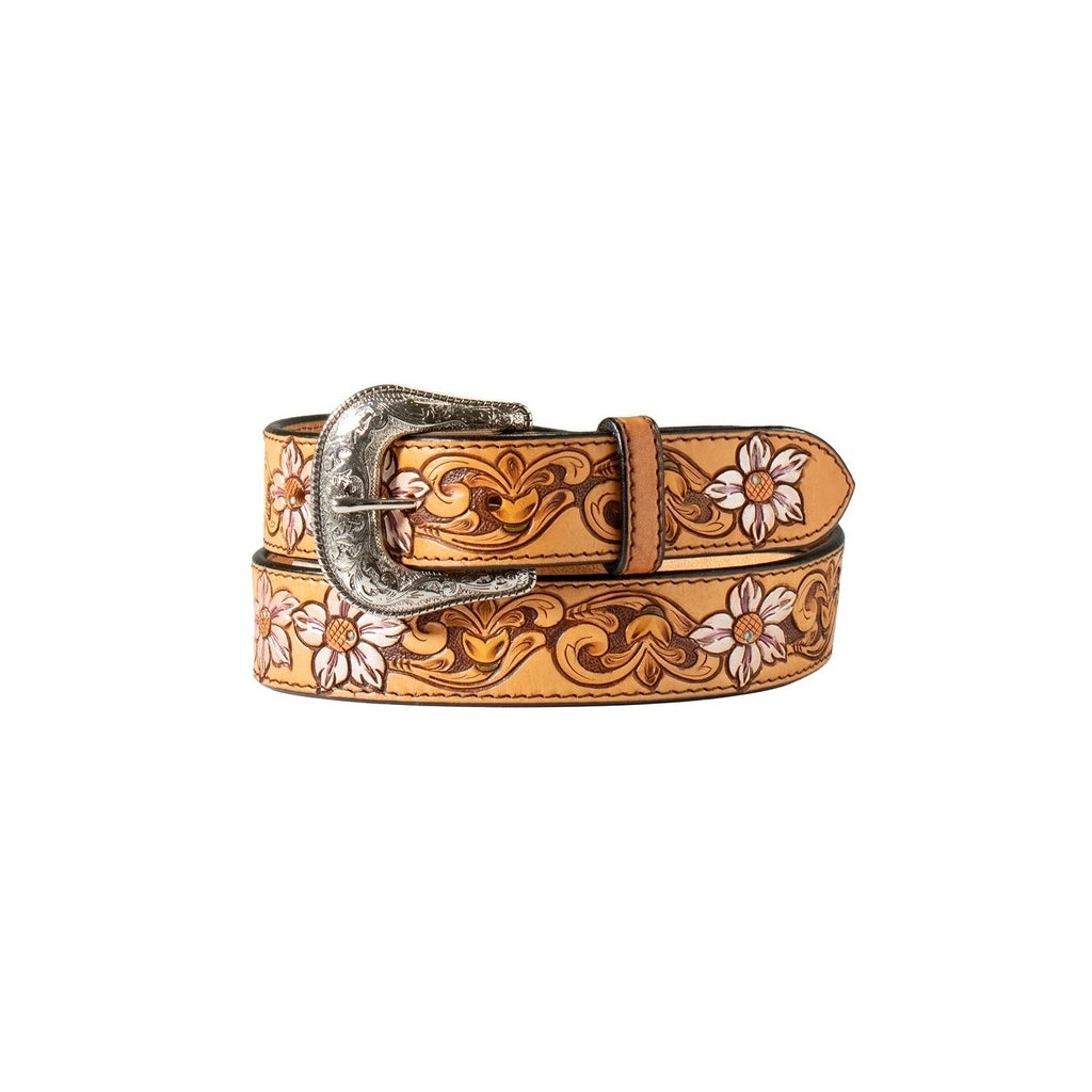 Nocona Western Belt Womens Metallic Flowers Hand Tooled Tan N320005208 Image 1