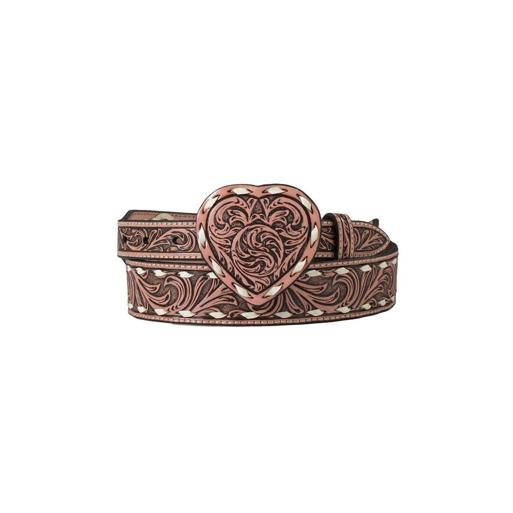 Angel Ranch Western Belt Womens Heart Buckle Floral Laced D140005930 Image 1