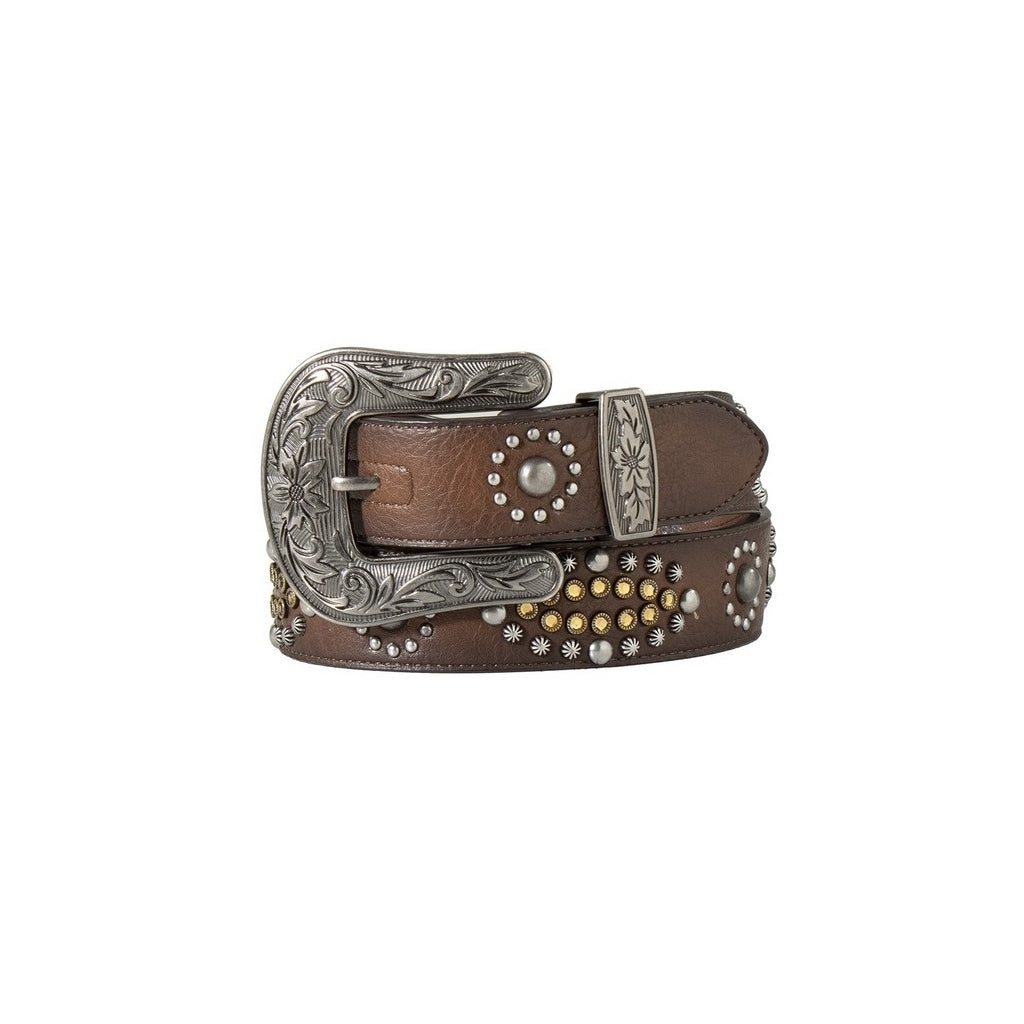 Nocona Western Belt Women Floral Engraved Studded Burnished N320000302 Image 1