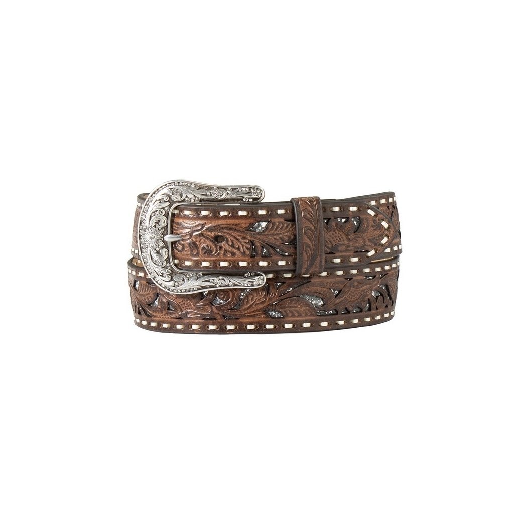 Nocona Western Belt Womens Glitter Underlay Floral Laced N320000202 Image 1