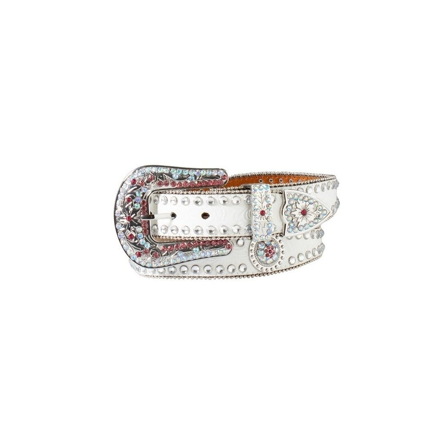 Nocona Western Belt Womens Floral Embossed Scalloped White N320005505 Image 1