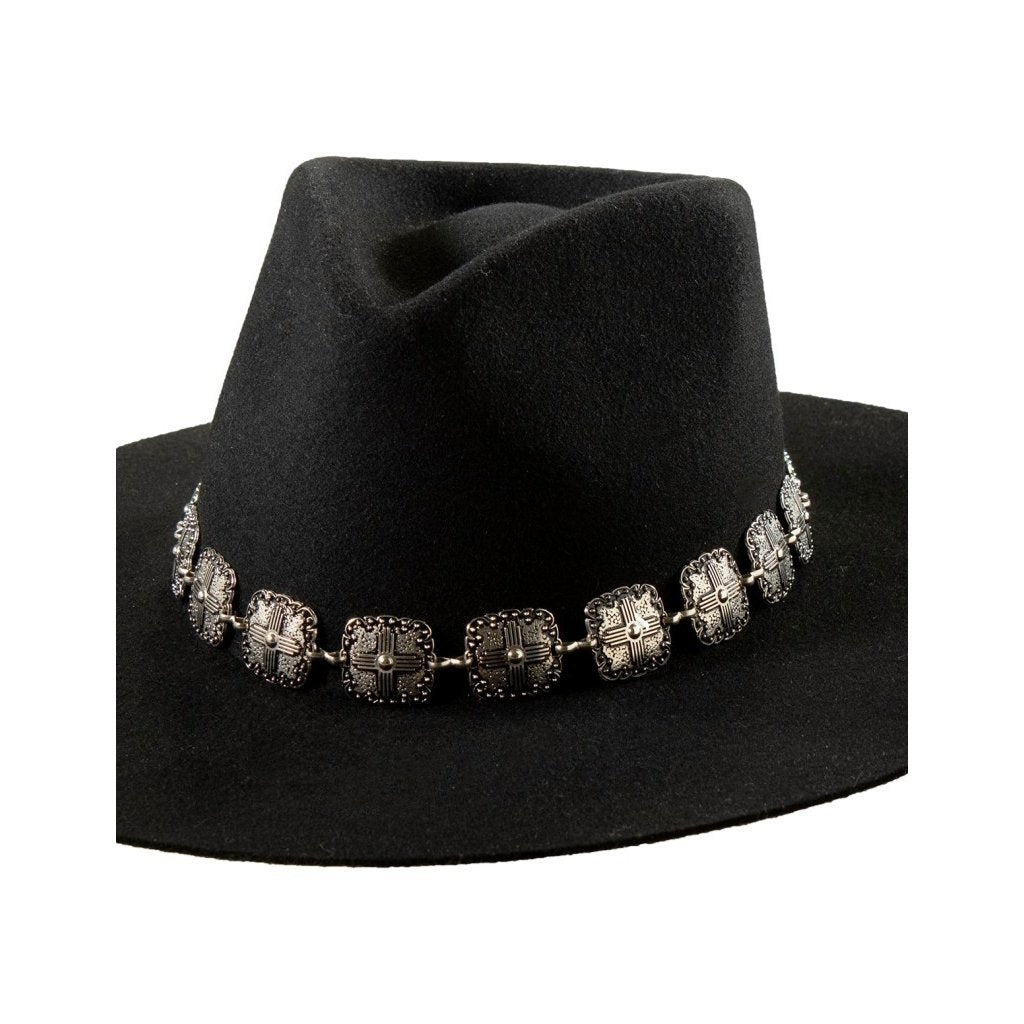 3D Western Hat Band Cross Scalloped Concho Chain Silver D740001836 Image 1