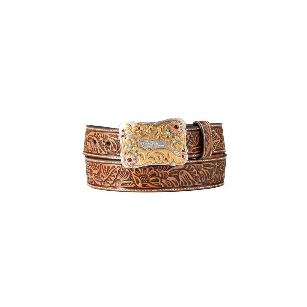 Nocona Western Belt Women Floral Embossed Scalloped Natural N320005648 Image 1