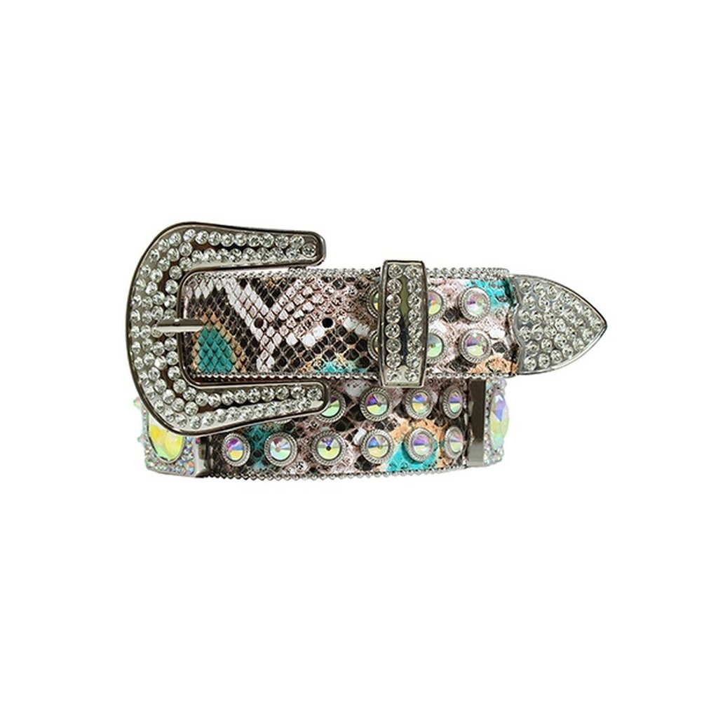 Angel Ranch Western Belt Womens Snake Print Stones Buckle D140003497 Image 1