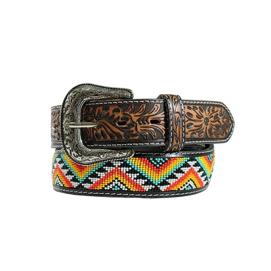 Nocona Western Belt Womens Beaded Zig Zag Pattern Embossed N320004597 Image 1