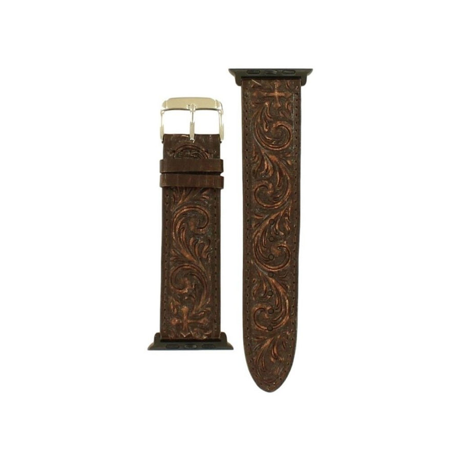 Nocona Western Watch Band Floral Tooled Buckle Cross N3100502 Image 1