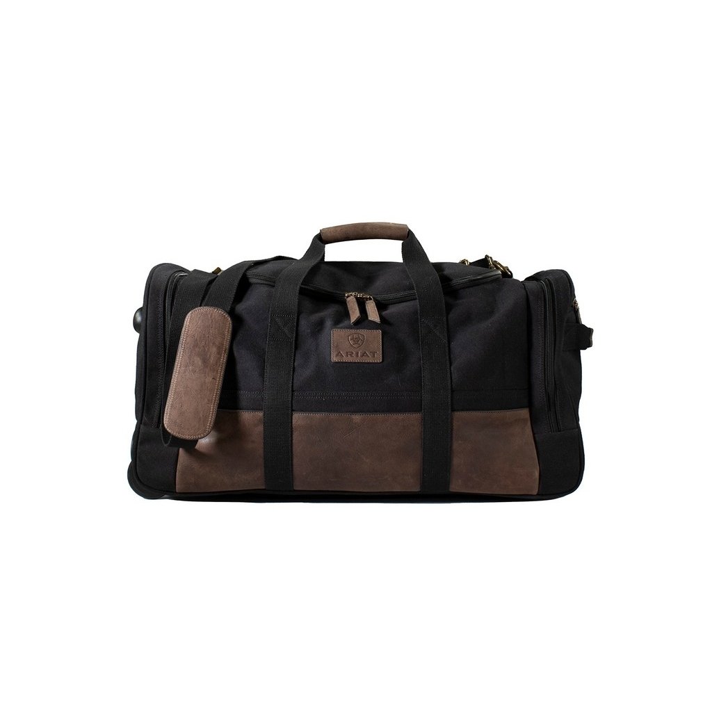 Ariat Western Duffel Bag Rolling Gear Canvas Black Brown A4700018107 Image 1