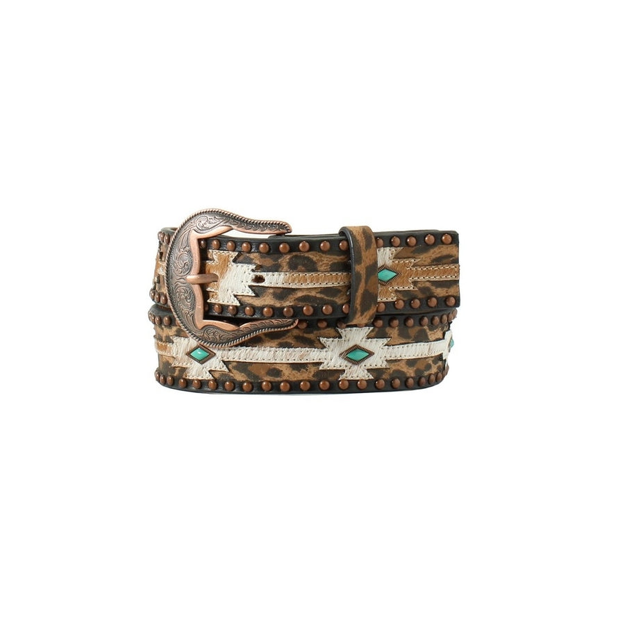 Nocona Western Belt Womens Leopard Print Calf Hair Brown N320004902 Image 1