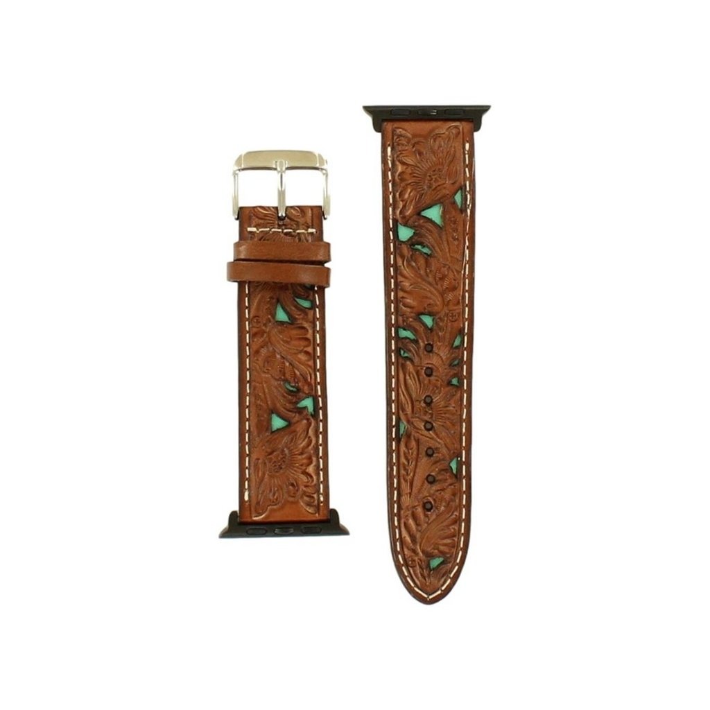 Nocona Western Watch Band Underlay Floral Tooled Buckle N3100633 Image 1