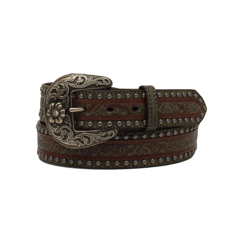 Nocona Western Belt Womens Floral Embossed Studs Overlay N320003702 Image 1