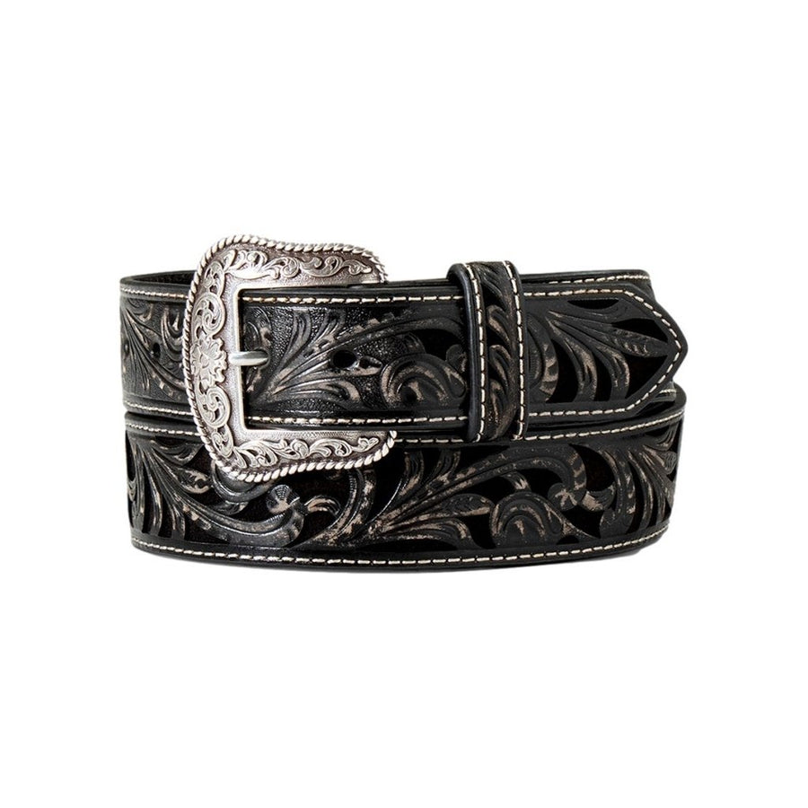 Ariat Western Belt Womens Floral Embossed Leather Black A1565001 Image 1