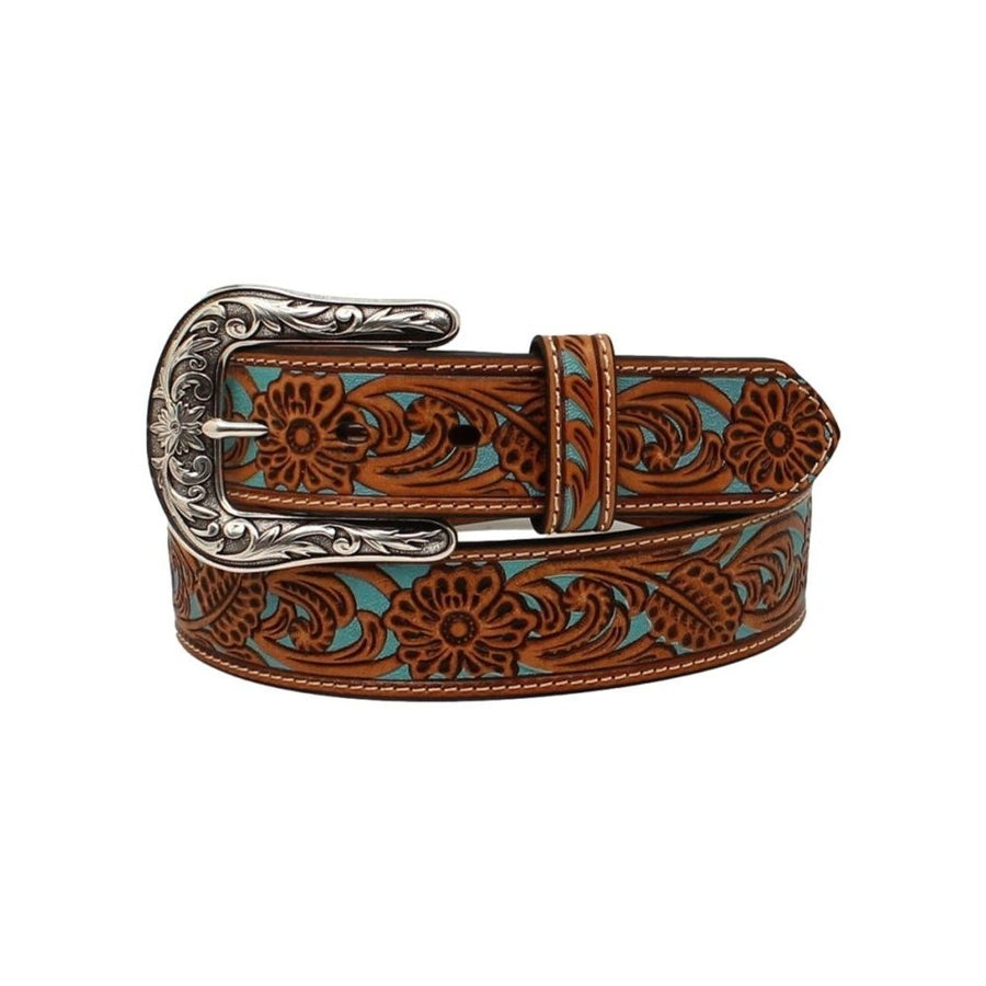 Ariat Western Belt Women Floral Pierce Overlay Underlay Tan A1534108 Image 1