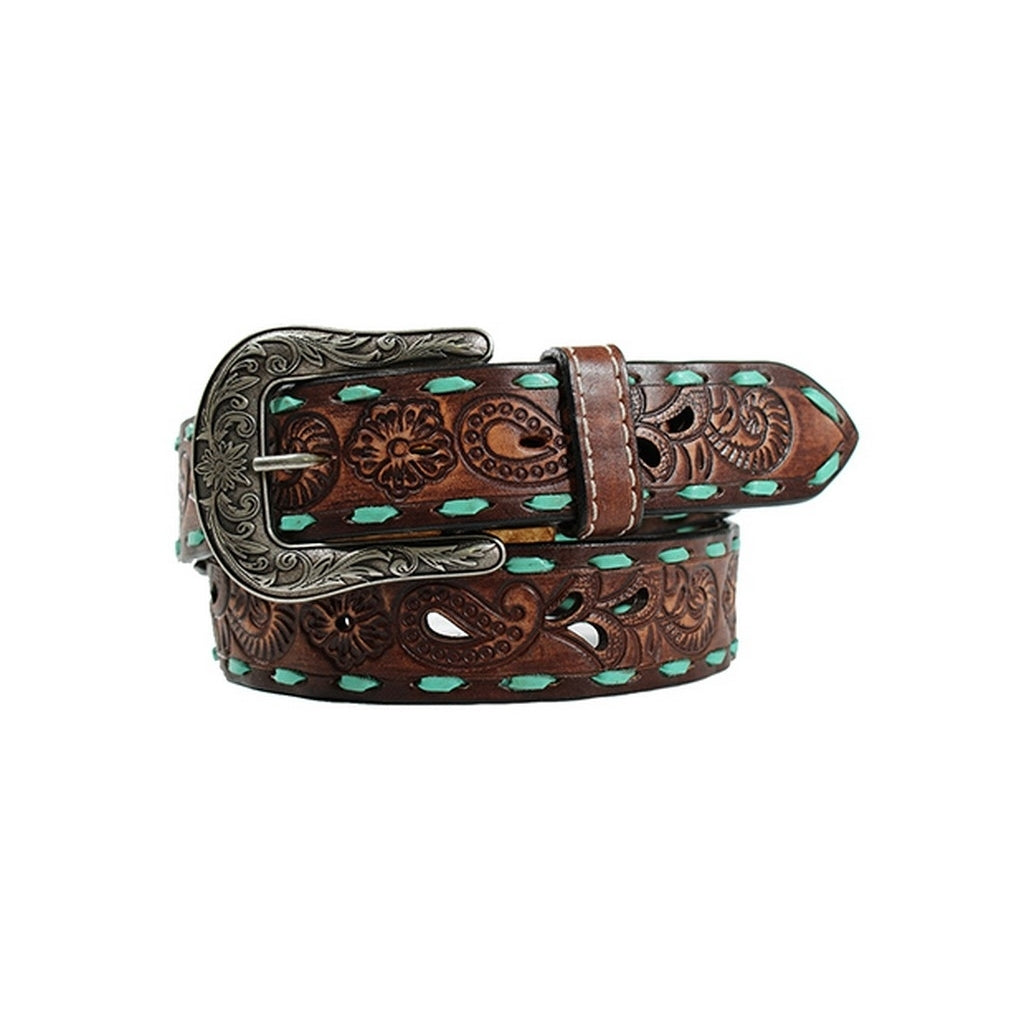 Angel Ranch Western Belt Womens Buck Lace Tooled Filagree D140004202 Image 1