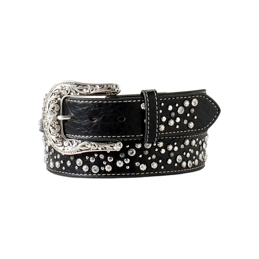 Ariat Western Belt Womens Rhinestones Nailheads Wide Black A1570201 Image 1