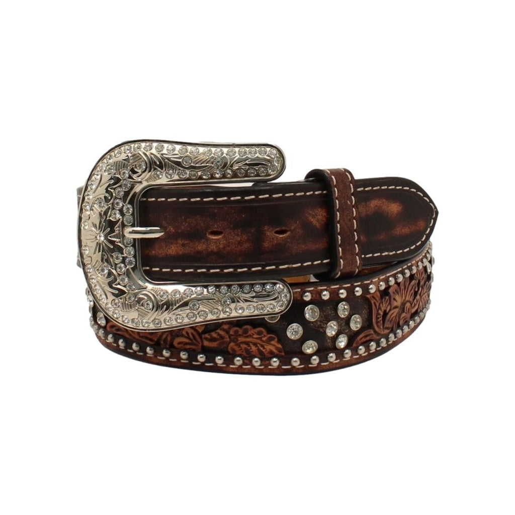 Angel Ranch Western Belt Womens Stones Overlay Floral D140002602 Image 1