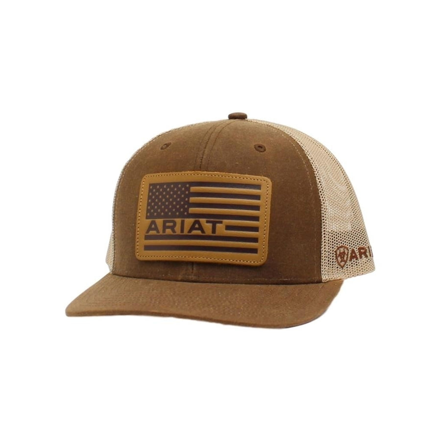 Ariat Western Hat Trucker Cap Flag Patch Camo Brown A300008902 Image 1