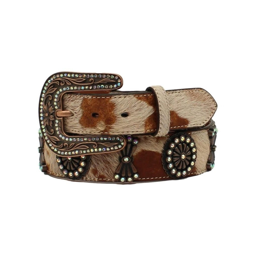 Angel Ranch Western Belt Womens Calf Hair Conchos Leather D140002308 Image 1