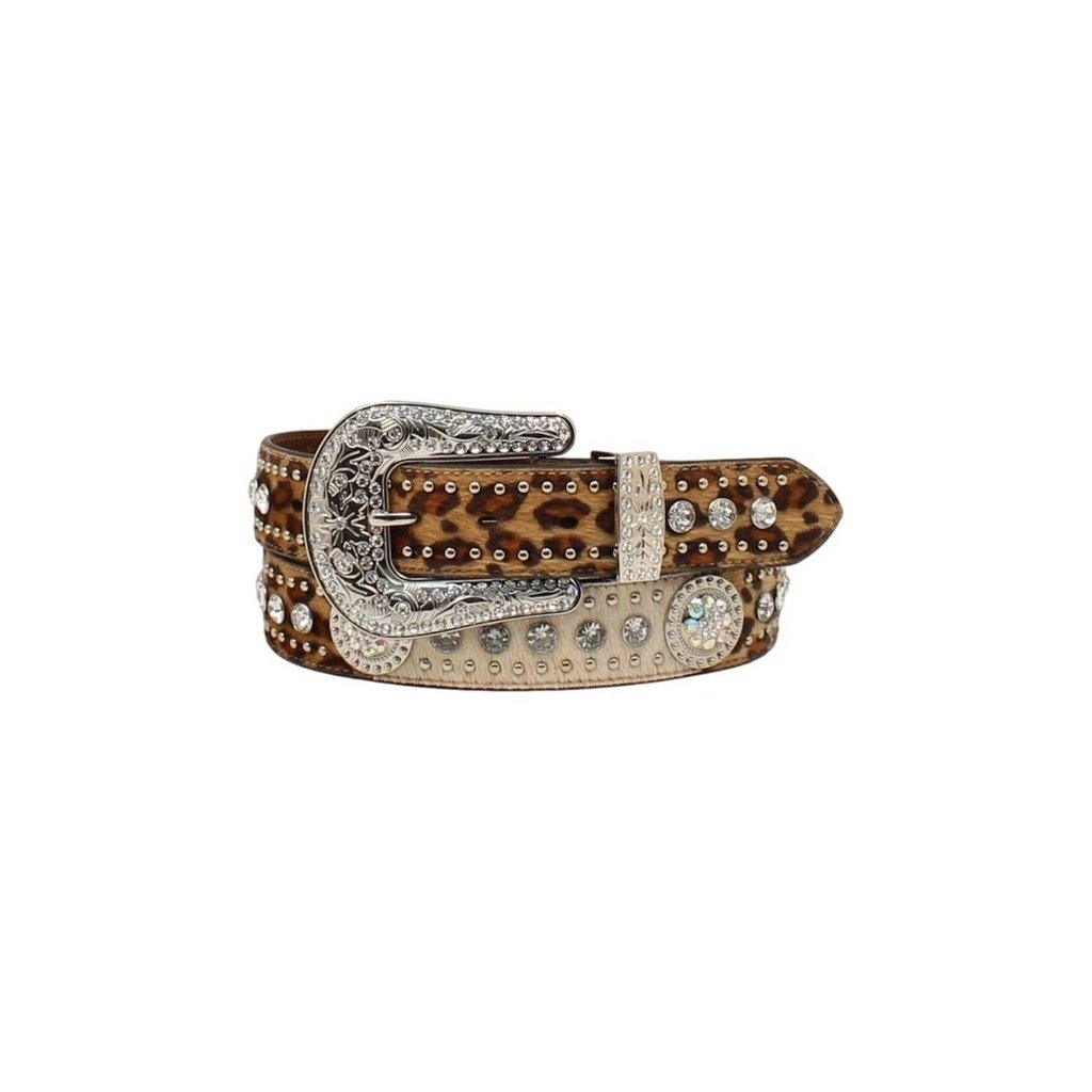 Nocona Western Belt Womens Leopard Print Calf Hair Conchos N320003402 Image 1