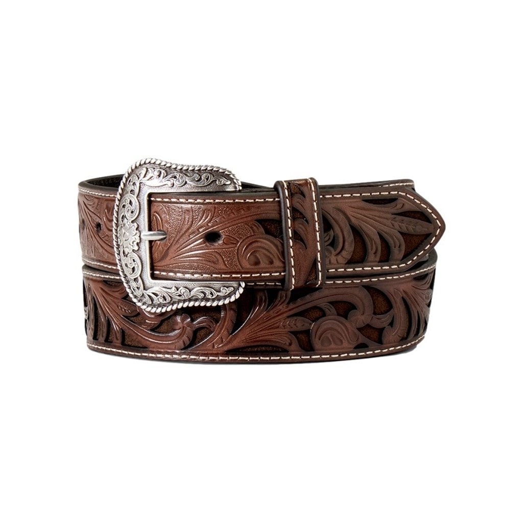 Ariat Western Belt Womens Floral Embossed Leather Brown A1565002 Image 1