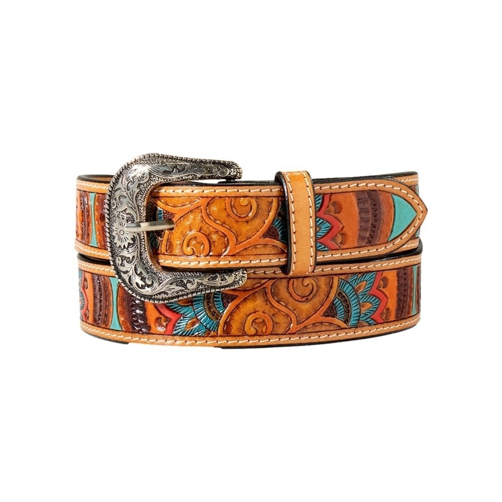 Ariat Western Belt Womens Paisley Hand Tooled Painted A1567008 Image 1