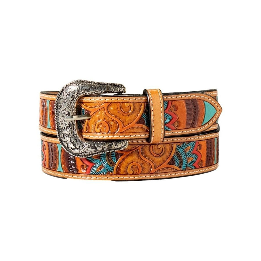 Ariat Western Belt Womens Paisley Hand Tooled Painted A1567008 Image 1