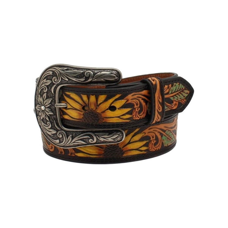 Nocona Western Belt Women Sunflower Tooled Removable Buckle N320002301 Image 1