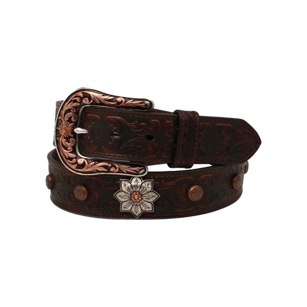 Ariat Western Belt Womens Floral Emboss Flower Concho Brown A1533902 Image 1