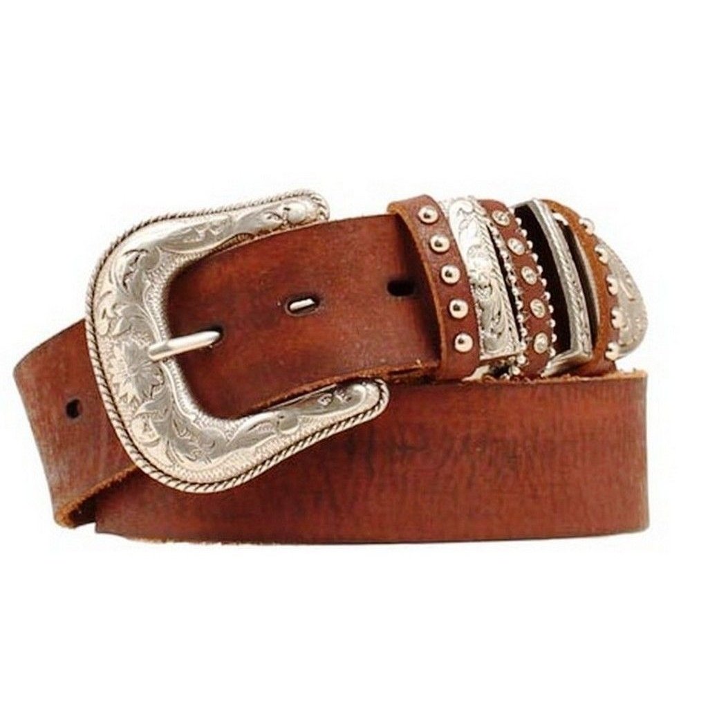 Nocona Western Belt Womens Leather Bling Keepers Peanut N3493702 Image 1