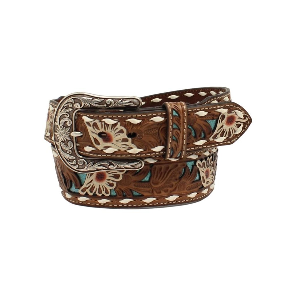 Ariat Western Belt Womens Floral Overlay Contrast Lacing A1533102 Image 1